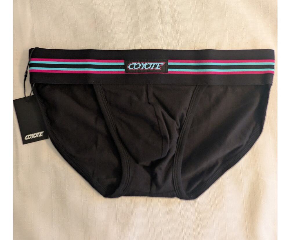 Coyote Mens Underwear Black & Pink Striped Small